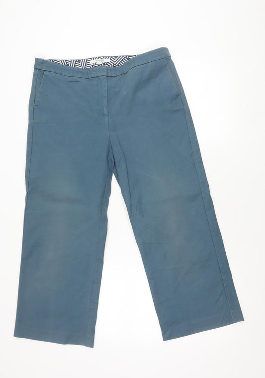 Boden Womens Blue Chino Trousers Size 14 Regular Cotton Stretch
