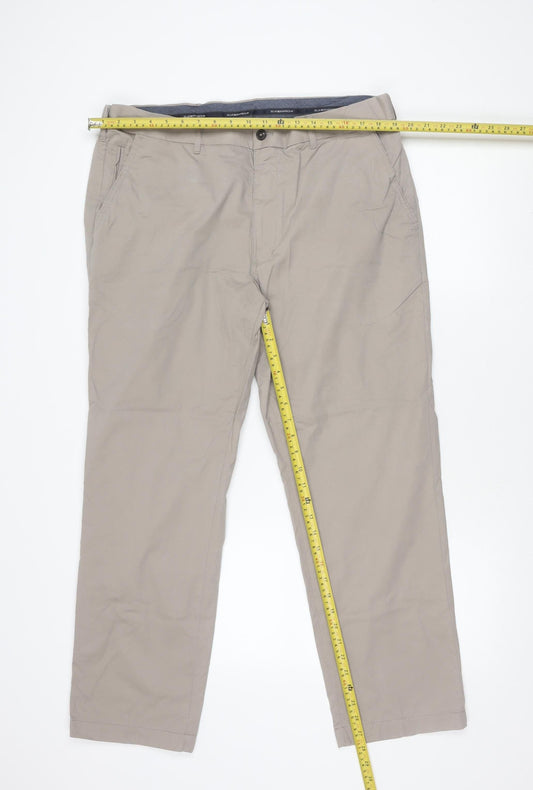 Marks and Spencer Blue Harbour Beige Chino Trousers Unisex Adults Size 20 Regular Straight Leg