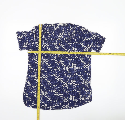 Fat Face Womens Blue Patterned Tunic Blouse Size 12 Viscose