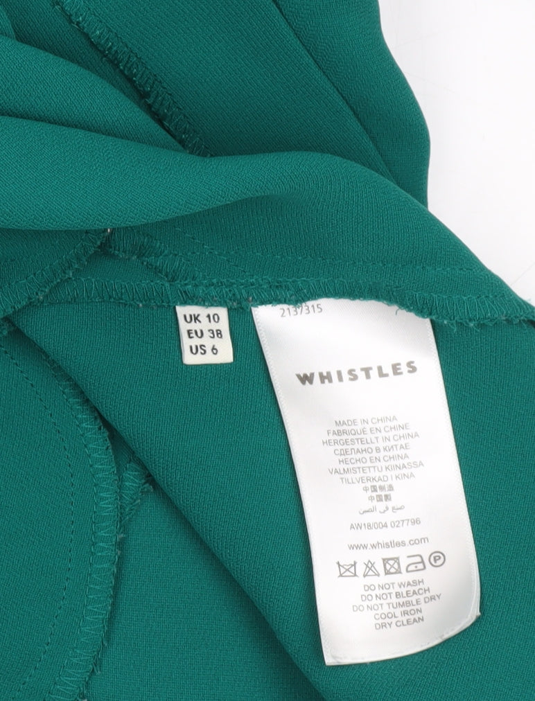Whistles Women’s Green Shift Knee Length Dress Size 10 Short Sleeve