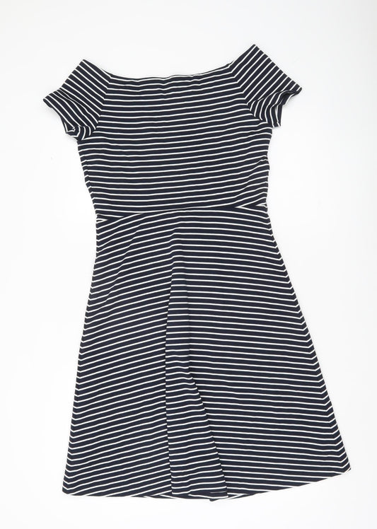 Boden Women’s Blue Striped Fit & Flare Knee Length Dress Size 10