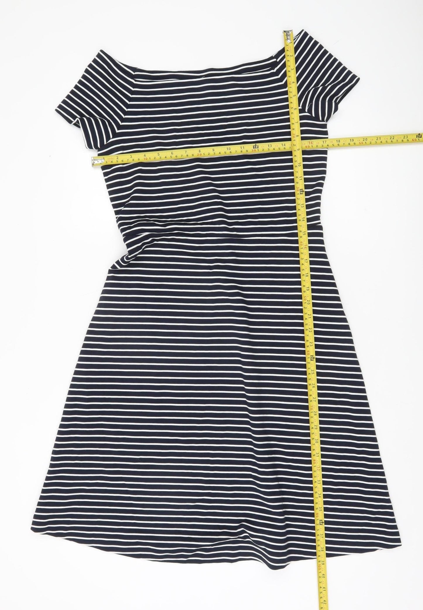 Boden Women’s Blue Striped Fit & Flare Knee Length Dress Size 10