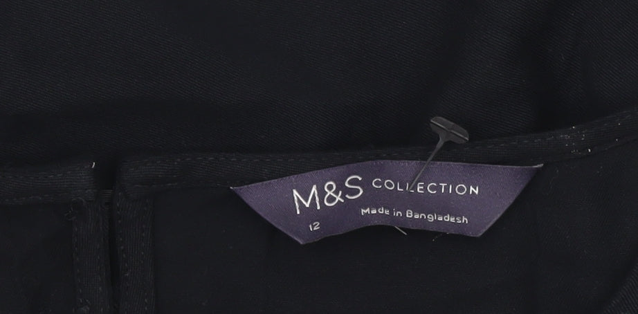 Marks and Spencer Womens Black Size 12 Shift Dress 3/4 Sleeve