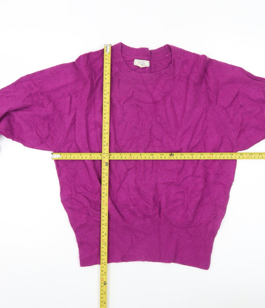 Fat Face Women's Purple Size 16 Crew Neck Wool Blend Jumper