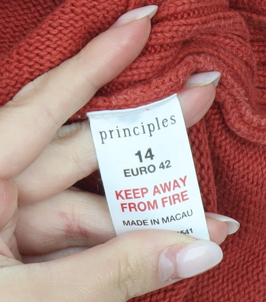 Additional view of Principles women’s red mock neck cotton jumper, size UK 14