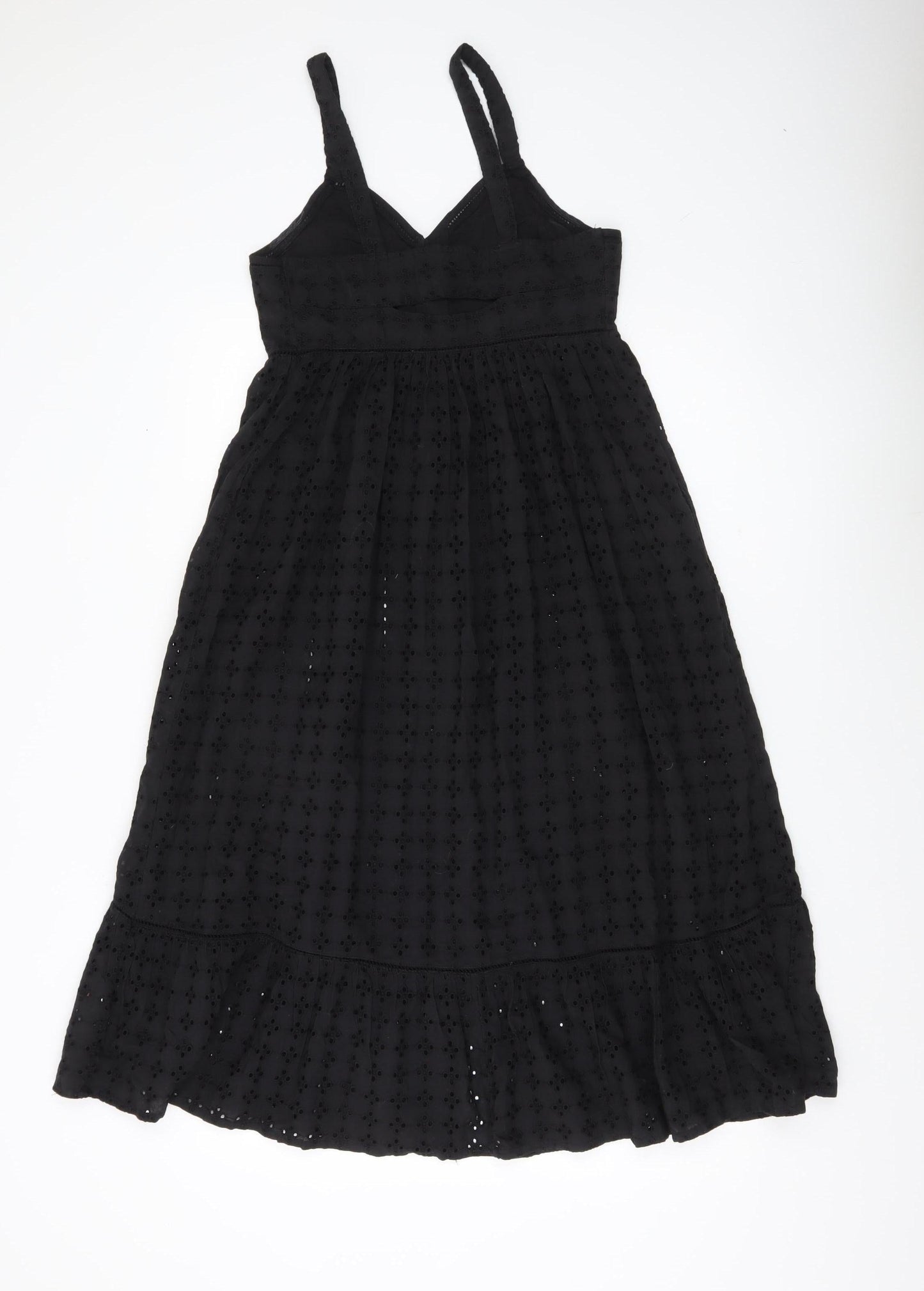 Superdry Women's Black Size 6 Midi Fit & Flare Sleeveless Cotton Dress
