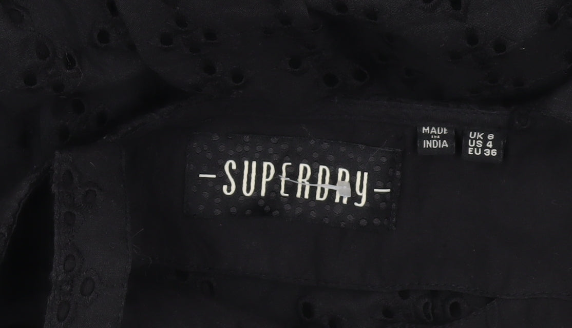 Superdry Women's Black Size 6 Midi Fit & Flare Sleeveless Cotton Dress
