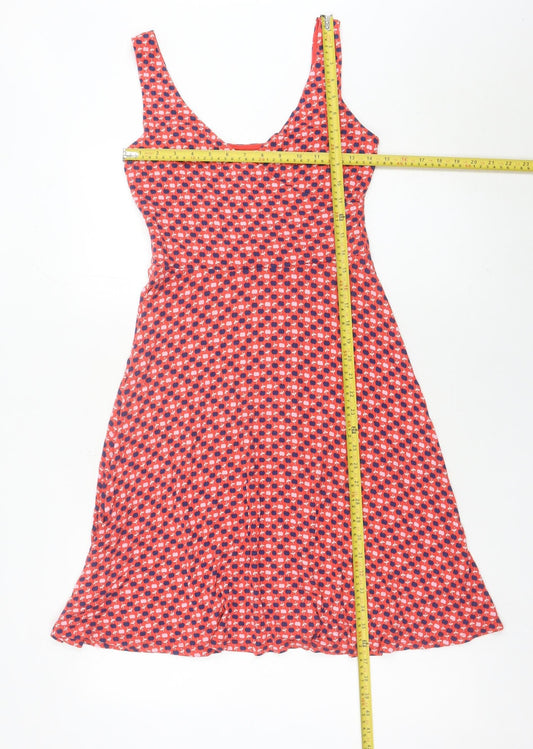 Boden Womens Red Geometric Print Fit & Flare Sleeveless Dress UK 10