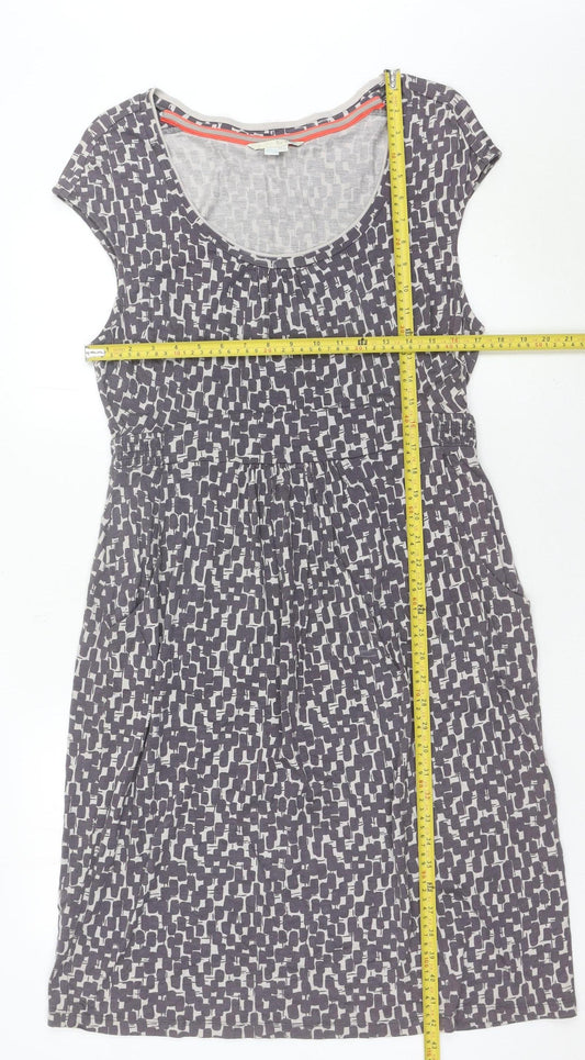 Boden Women’s Grey Geometric Shift Dress Size 16 Knee Length Cap Sleeve
