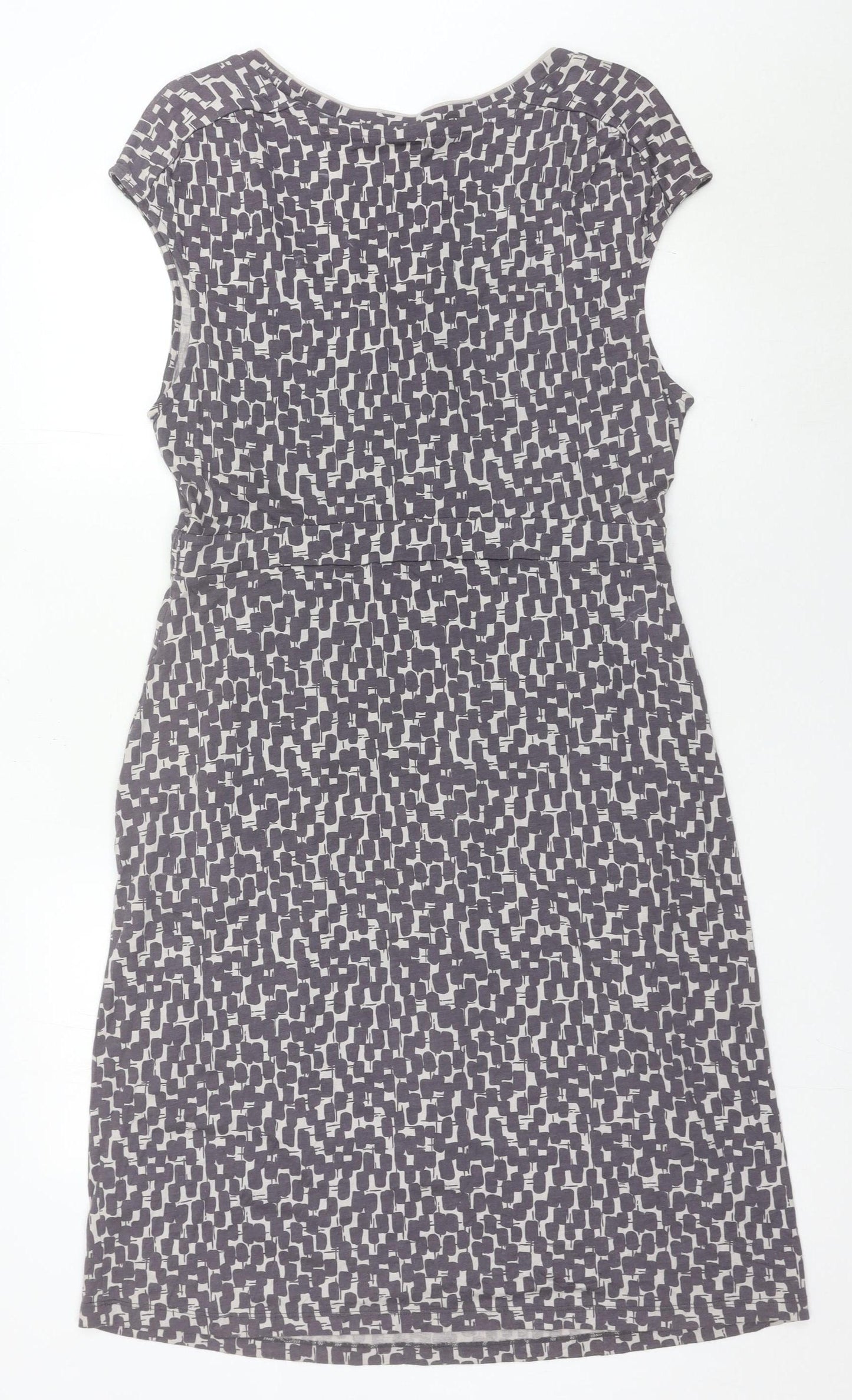 Boden Women’s Grey Geometric Shift Dress Size 16 Knee Length Cap Sleeve
