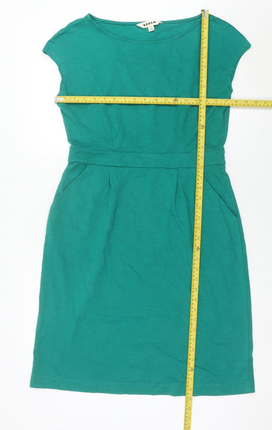 Boden Womens Green Cotton Shift Dress Size 12 Knee Length