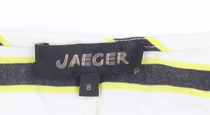 Jaeger Women’s Multicoloured Silk Striped Sleeveless Blouse Size 8