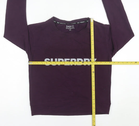Superdry Womens Purple XS Pullover Sweatshirt Logo Print