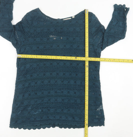 Fat Face Women's Blue Lace Tunic Blouse UK 10 3/4 Sleeve