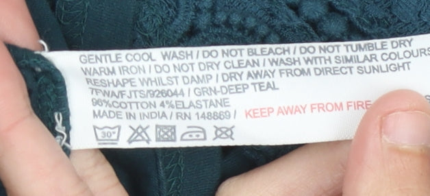 Fat Face Women's Blue Lace Tunic Blouse UK 10 3/4 Sleeve