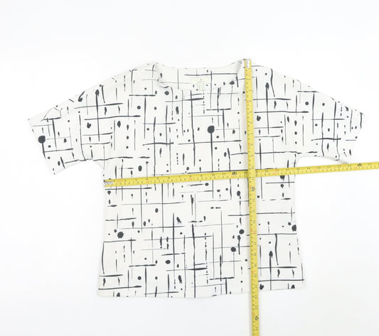 Gant Womens White Geometric Tunic Blouse Top Size 10 Short Sleeve