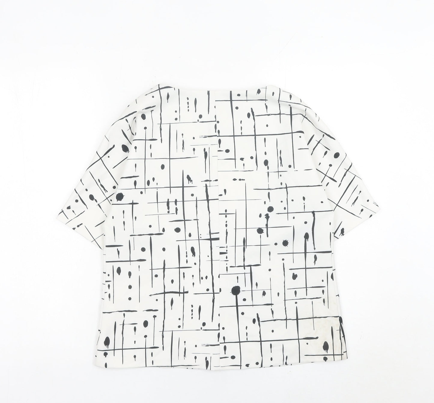Gant Womens White Geometric Tunic Blouse Top Size 10 Short Sleeve