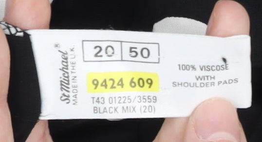 St Michael Womens Black Polka Dot Blouse Size 20 Short Sleeve Retro