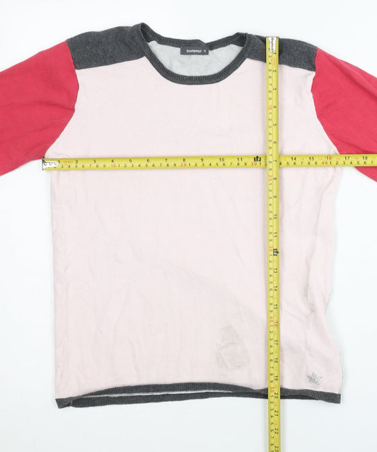 In Extenso Girls Colourblock Pink Red Grey Pullover Jumper Size 16 Years