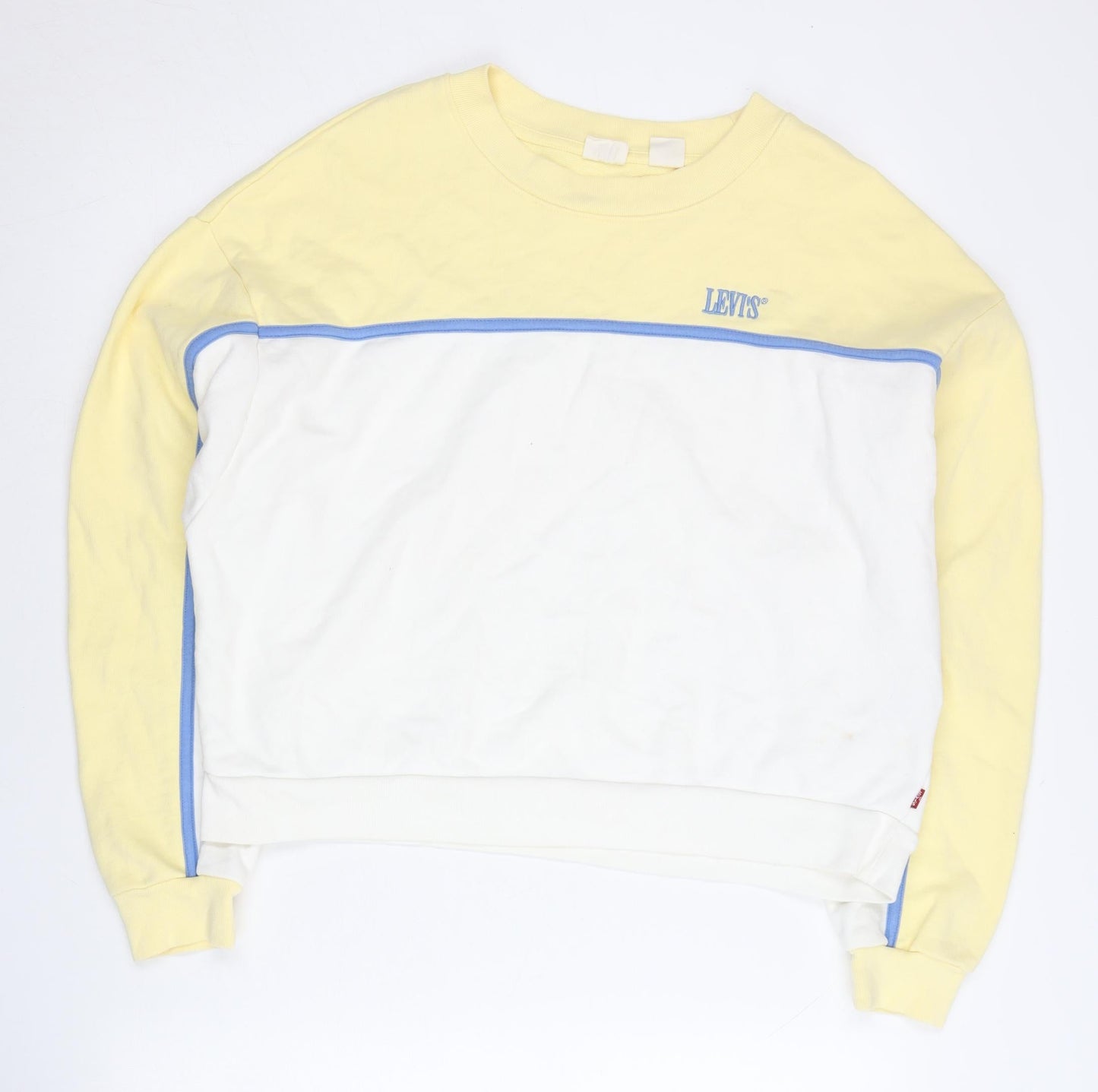Levi's Womens Yellow White XS Colourblock Logo Pullover Sweatshirt