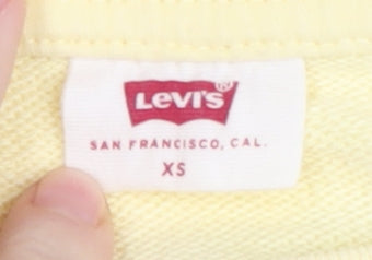 Levi's Womens Yellow White XS Colourblock Logo Pullover Sweatshirt