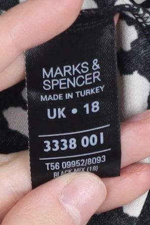 Marks and Spencer Women’s Black Animal Print Sheath Dress Size 18