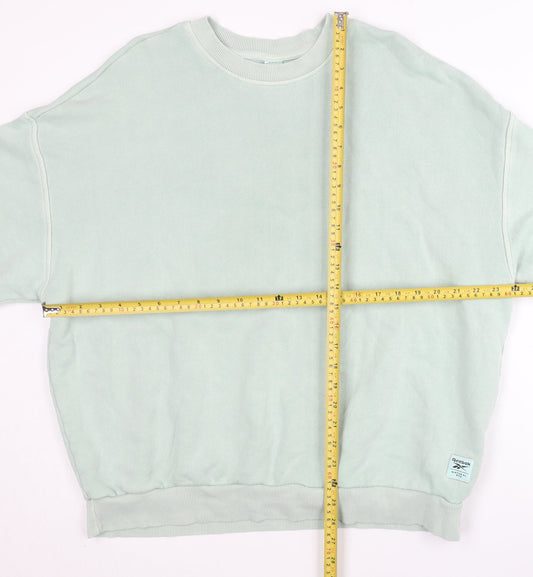 Reebok Womens Sweatshirt Mint Green L Cotton Pullover Crew Neck