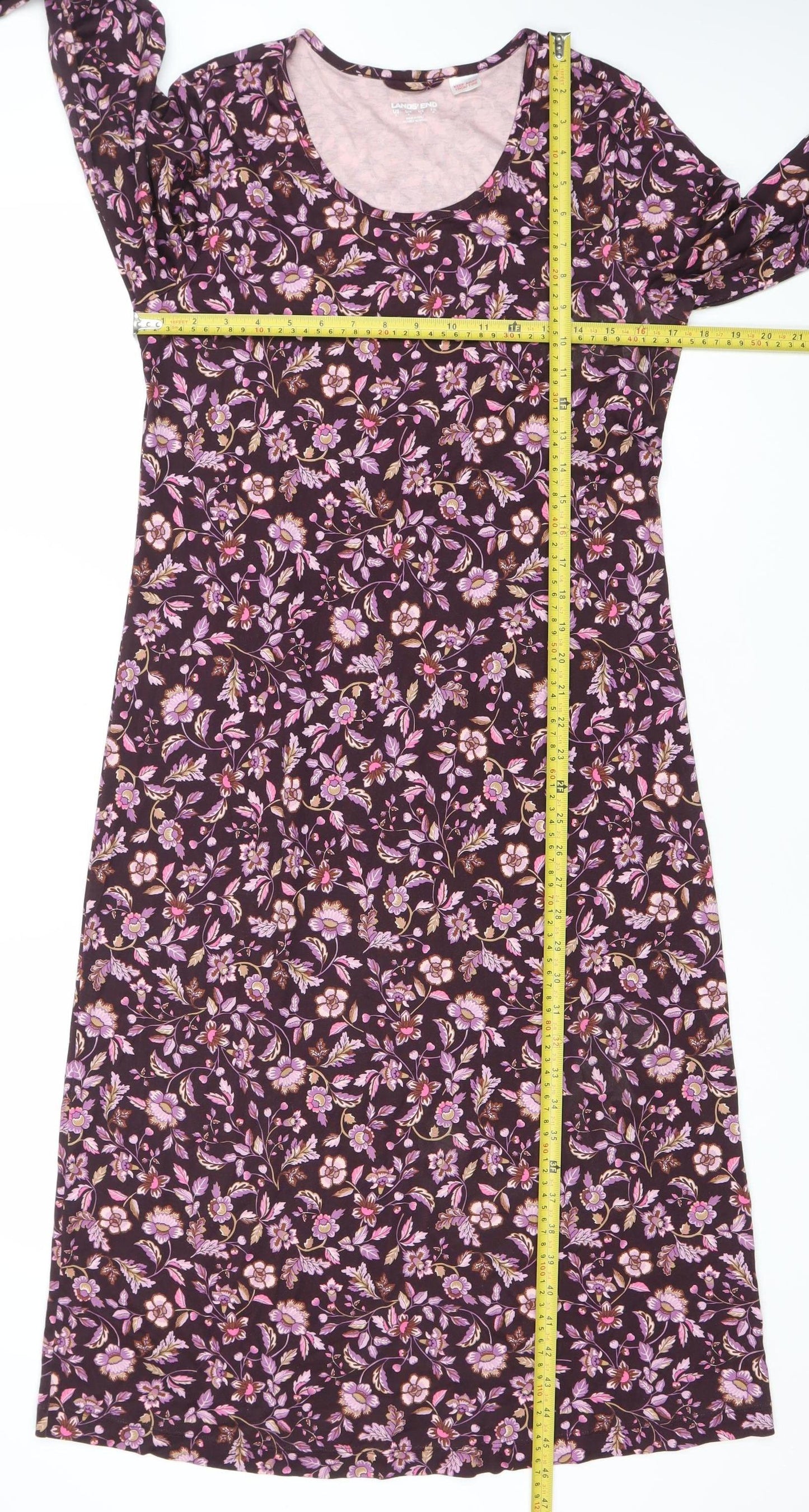 Lands' End Women’s Multicoloured Floral Cotton Shift Dress Size S