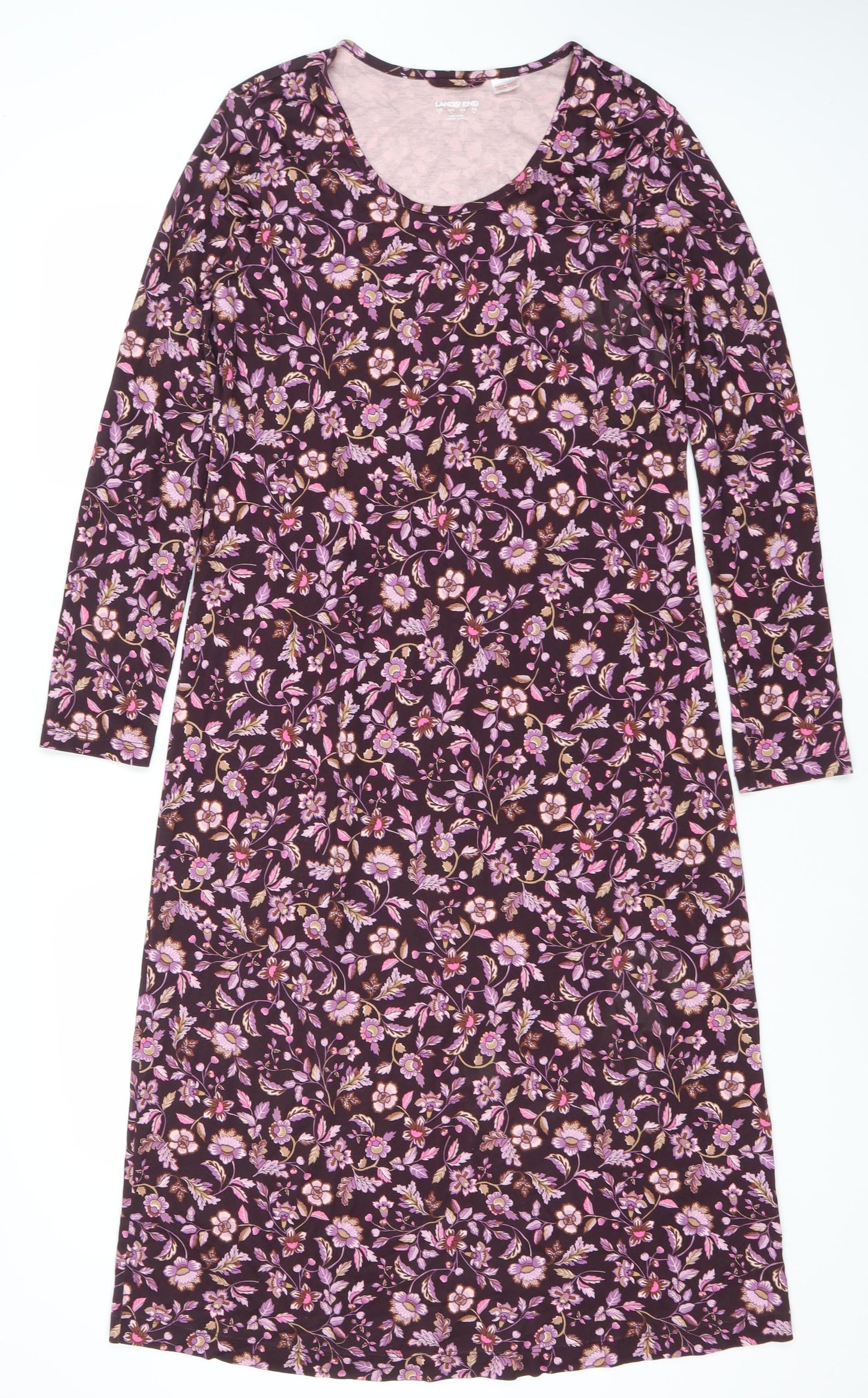 Lands' End Women’s Multicoloured Floral Cotton Shift Dress Size S