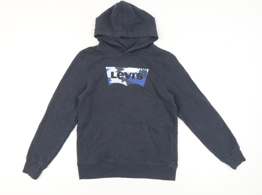 Levi's Boys Blue Pullover Hoodie 12 Years Logo Graphic Cotton Blend
