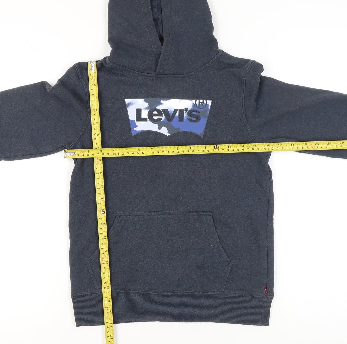 Levi's Boys Blue Pullover Hoodie 12 Years Logo Graphic Cotton Blend