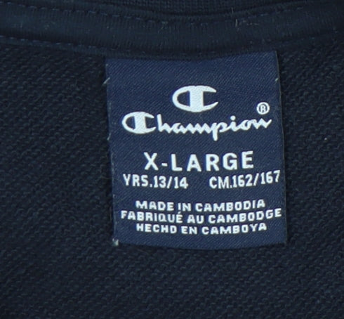 Champion Boys Black 13-14Y Logo Pullover Sweatshirt Crew Neck