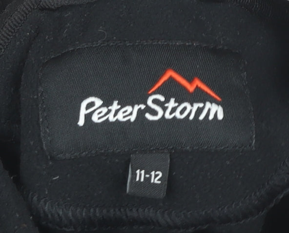 Peter Storm Boys Black Fleece Sweatshirt 11-12 Years 1/4 Zip Outdoor Top