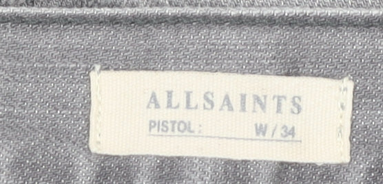AllSaints Men’s Grey Slim Skinny Distressed Pistol Jeans W34