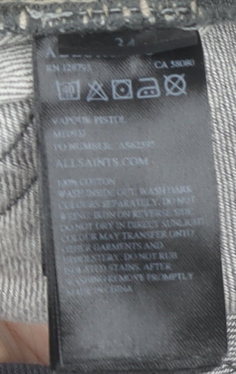 AllSaints Men’s Grey Slim Skinny Distressed Pistol Jeans W34