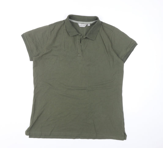 Mountain Warehouse Womens Green Polo Shirt UK 16 Cotton Stretch