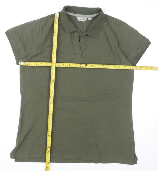 Mountain Warehouse Womens Green Polo Shirt UK 16 Cotton Stretch