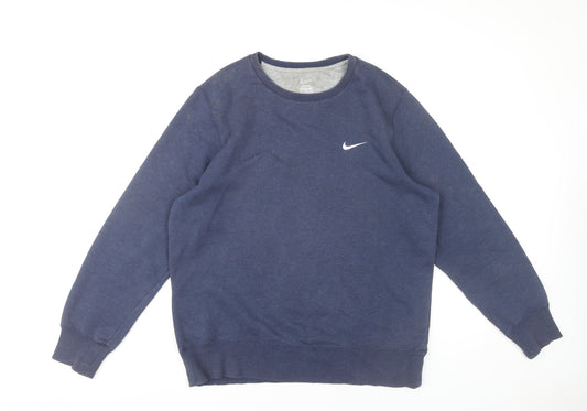 Mens UK L Regular Nike Blue Pullover Sweatshirt