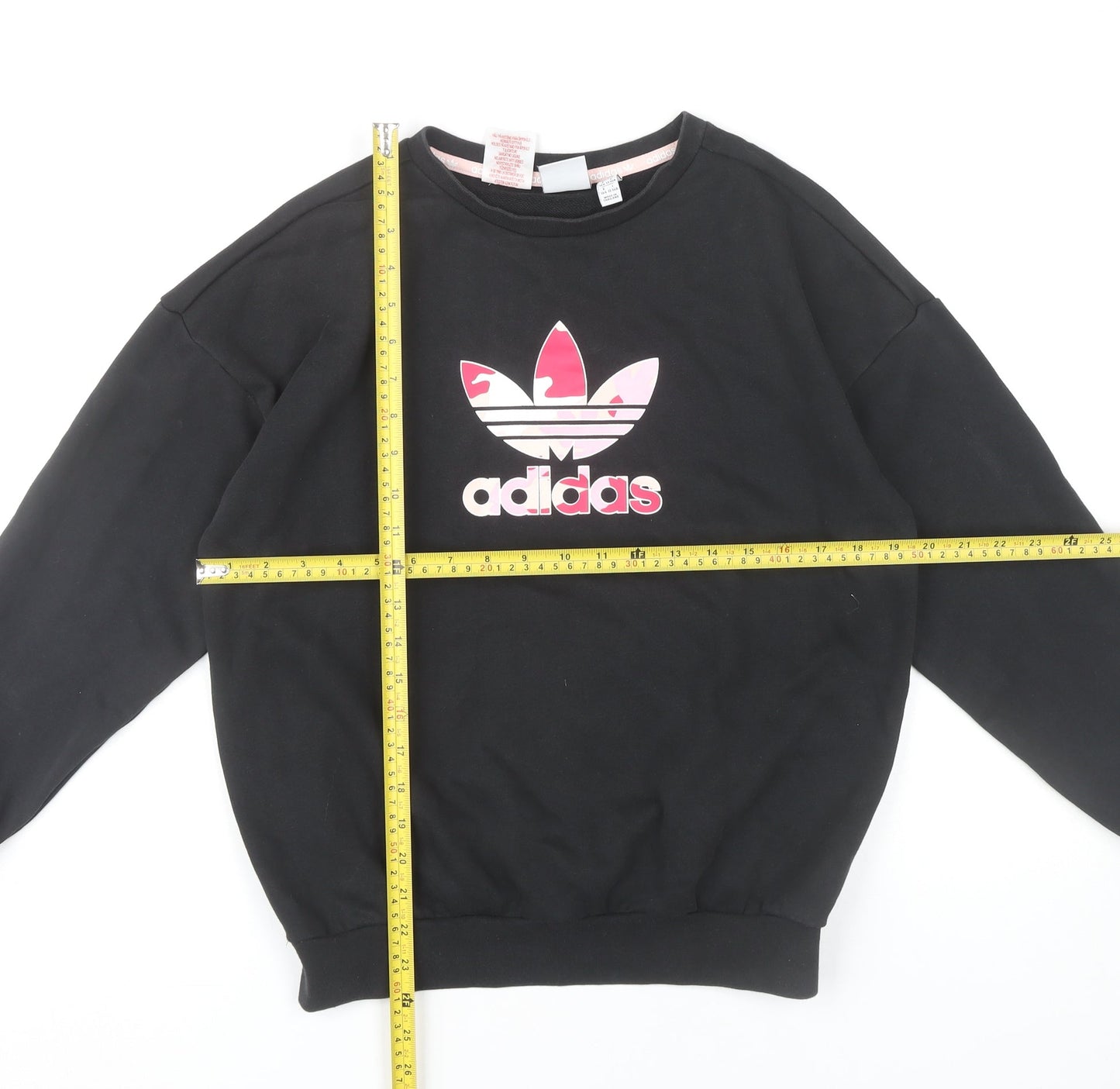 Adidas Girls Black Sweatshirt 13-14 Years Long Sleeve Crew Neck Pullover