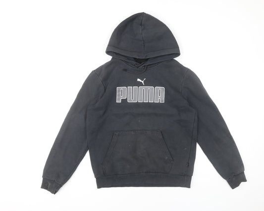 Puma Boys Black Pullover Hoodie XS Cotton Sports Logo
