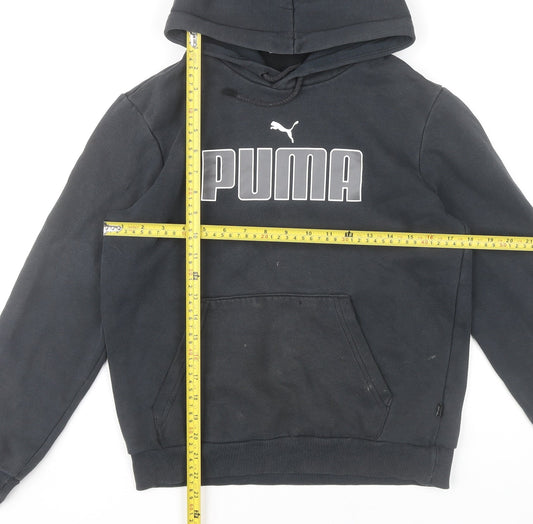 Puma Boys Black Pullover Hoodie XS Cotton Sports Logo
