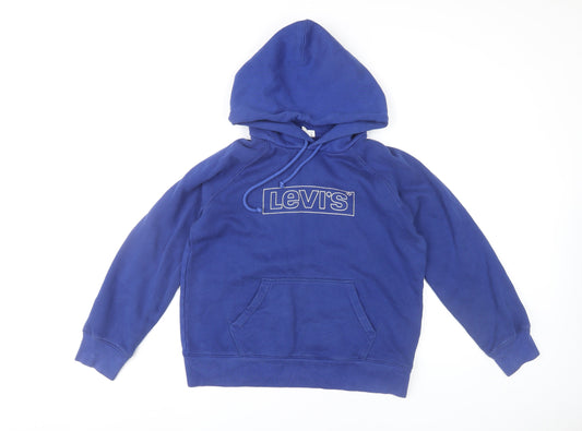Levi's Women Blue Pullover Hoodie Small Logo Raglan Sleeve