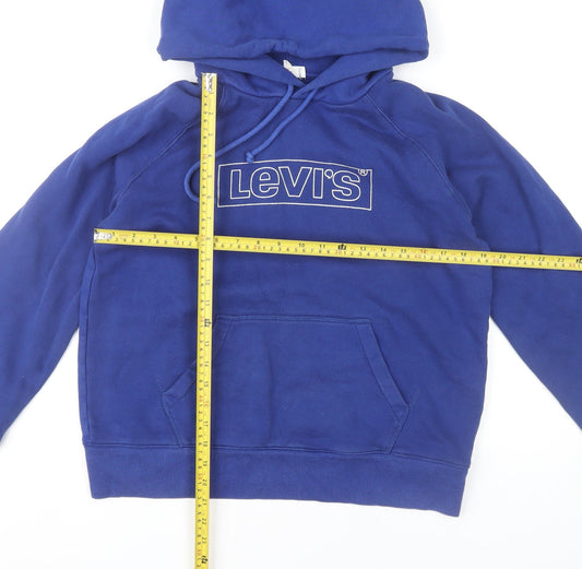 Levi's Women Blue Pullover Hoodie Small Logo Raglan Sleeve