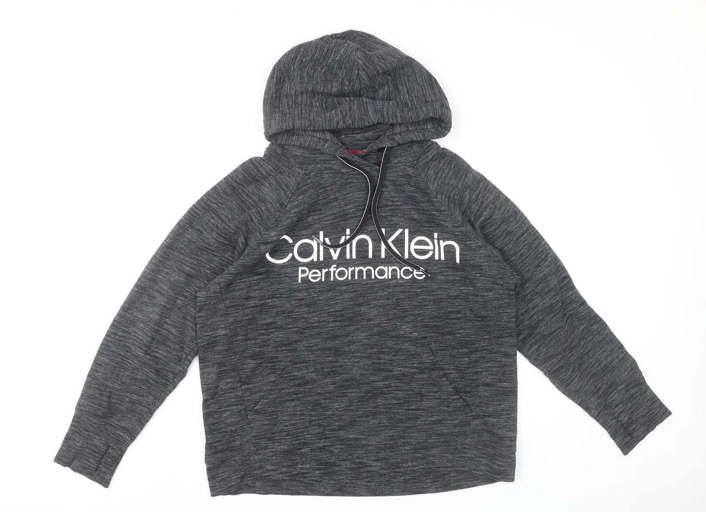 Calvin Klein Performance Womens Grey Hoodie Size L Pullover Hooded Logo