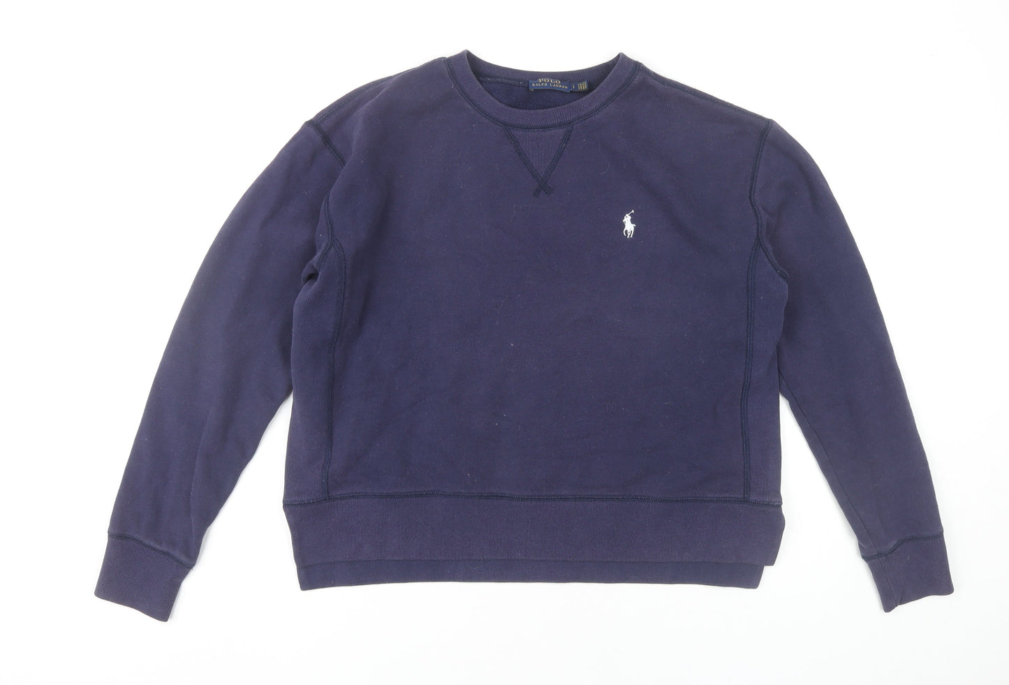 Ralph Lauren Women Blue Pullover Sweatshirt Size S Crew Neck Cotton Blend