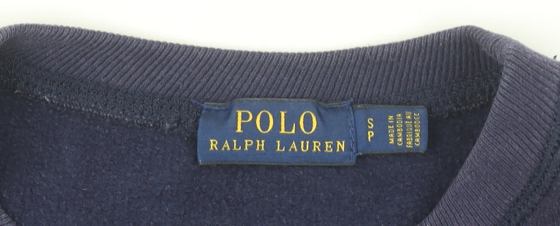 Ralph Lauren Women Blue Pullover Sweatshirt Size S Crew Neck Cotton Blend