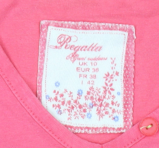 Regatta Womens Pink Floral Cotton V-Neck T-Shirt Size 10