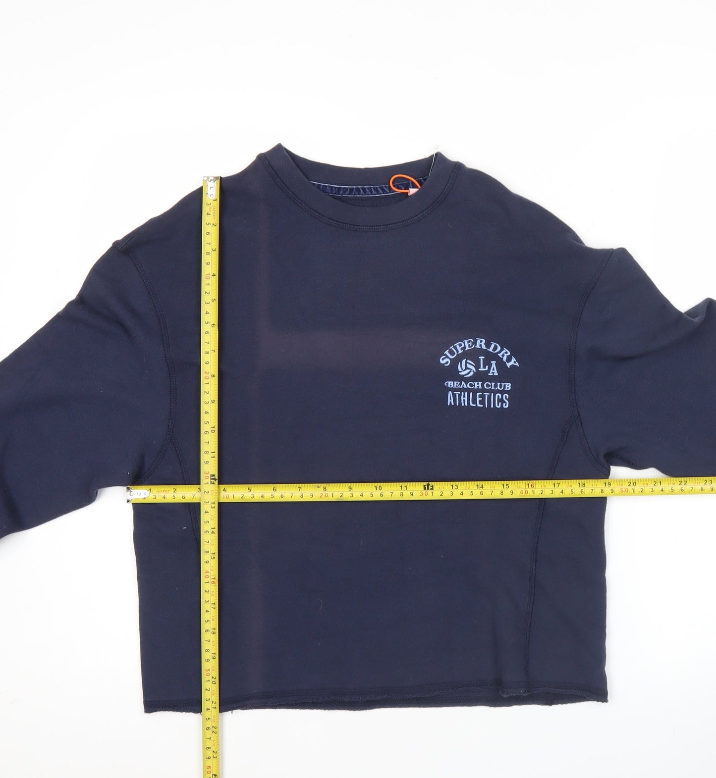 Superdry Womens Blue Pullover Sweatshirt Medium Crew Neck Athletic Logo