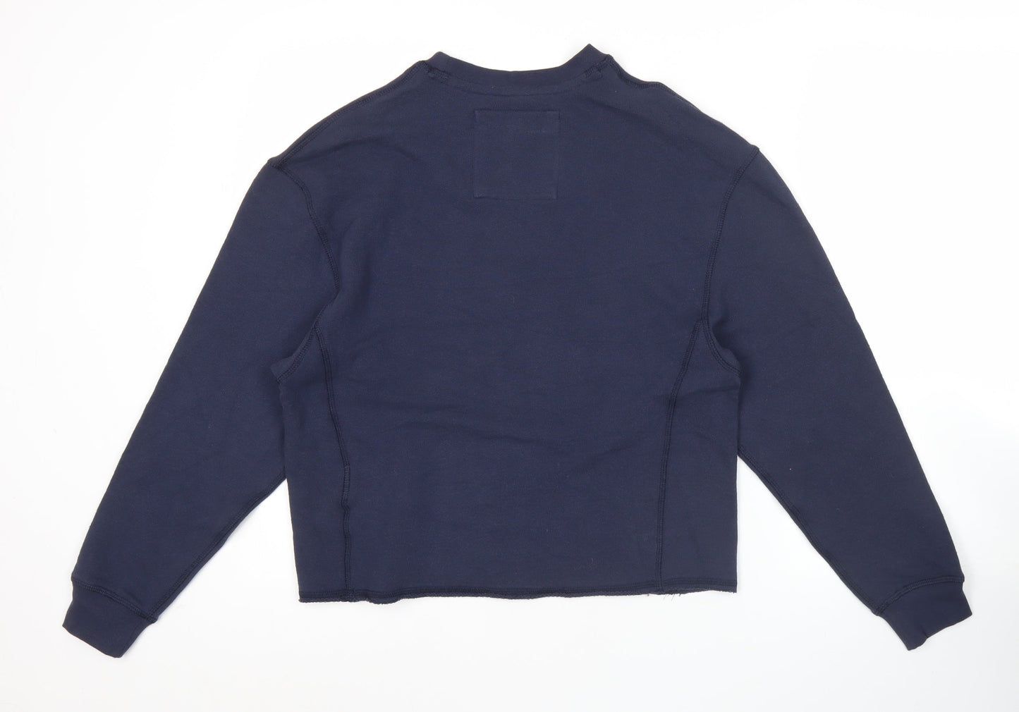 Superdry Womens Blue Pullover Sweatshirt Medium Crew Neck Athletic Logo