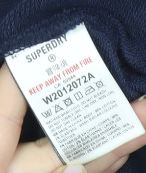 Superdry Womens Blue Pullover Sweatshirt Medium Crew Neck Athletic Logo